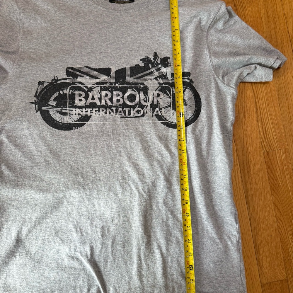 Barbour Gray Short-Sleeve Motorcycle Graphic Tee vintage - Picture 3 of 4